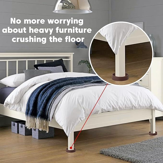 Rubber Non-Slip Furniture Pads Furniture Casters Cup Floor Protector for Bed Sofa Table and Chair Stopper (Pack of 8, 2 * 2 inches,Round, Brown)