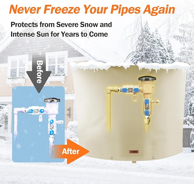Backflow Preventer Pipe Insulation Cover (5°F) - Irrigation Sprinkler Valve Insulated Pouch - Water Well Pump Cover - Sturdy 5 Layers for Winter Freeze Protection, 28" W x 20" H, Beige
