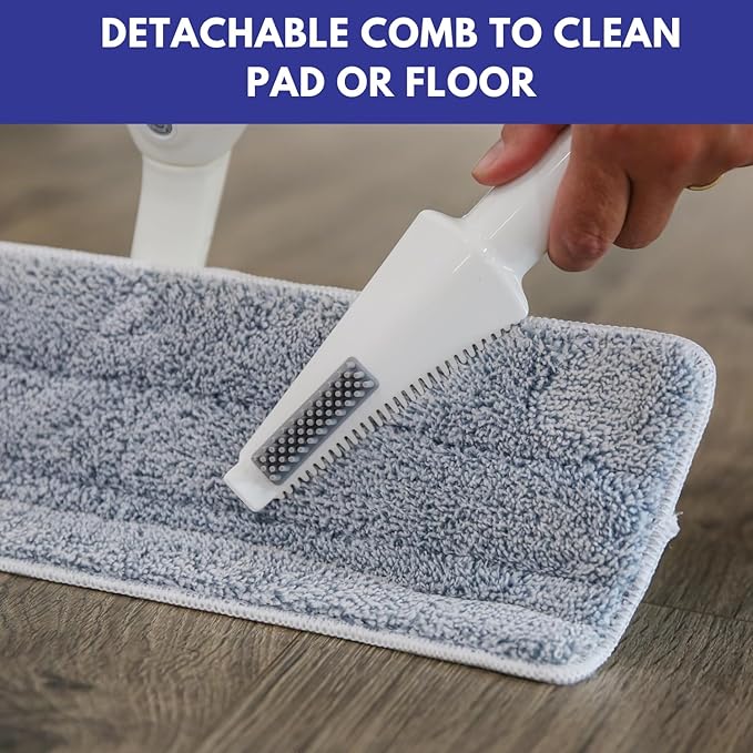 Don Aslett's Spray Mop Plus+ for Floor Cleaning| 360° Rotatable Head | Reusable Microfiber Pad | Rubber Scraper | Refillable Bottle | Suitable for All Floor Types Including Laminate, Hardwood, Tile