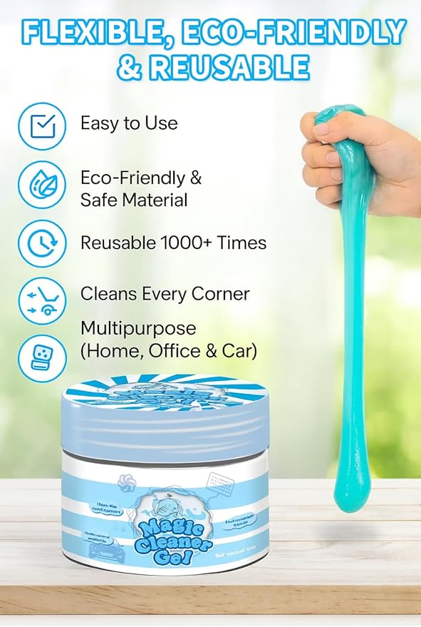 Car Cleaning Gel Pack of 2 – Reusable Car Interior Detailer Slime, Dust Remover Putty for Car Vents, Dashboard, Keyboard & Electronics, Auto Detailing Supplies for Easy Cleaning