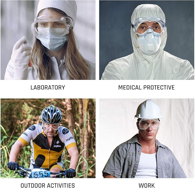 Safety Goggles Medical Goggles Fit Over Eyeglasses Anti-Fog Safety Glasses Clear Lab Goggles chemistry Protective Eyewear ANSI Z87.1