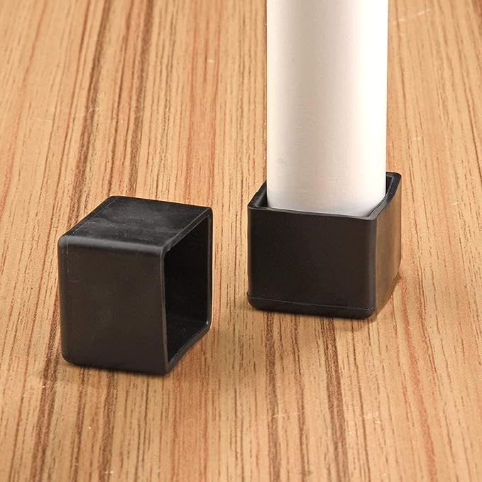 Still Awake 16 Pcs Black Square Anti-Slip Rubber Leg Tips Chair Leg Caps Furniture Floor Protectors Chair Table Bar Stool Leg Covers Furniture Leg Cube Feet 1 Inch x 1 Inch (25 x 25mm)