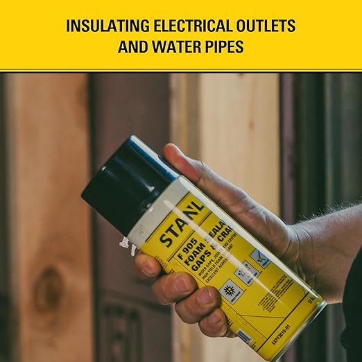 Stanley F905 Gaps & Cracks Sealant (12x12 Oz.) – Polyurethane Spray Foam Insulation for Window & Door, Waterproof Gap Filler, Low Expansion Foam for Indoor & Outdoor Use | Straw Use | 12 Oz. 12 Pack