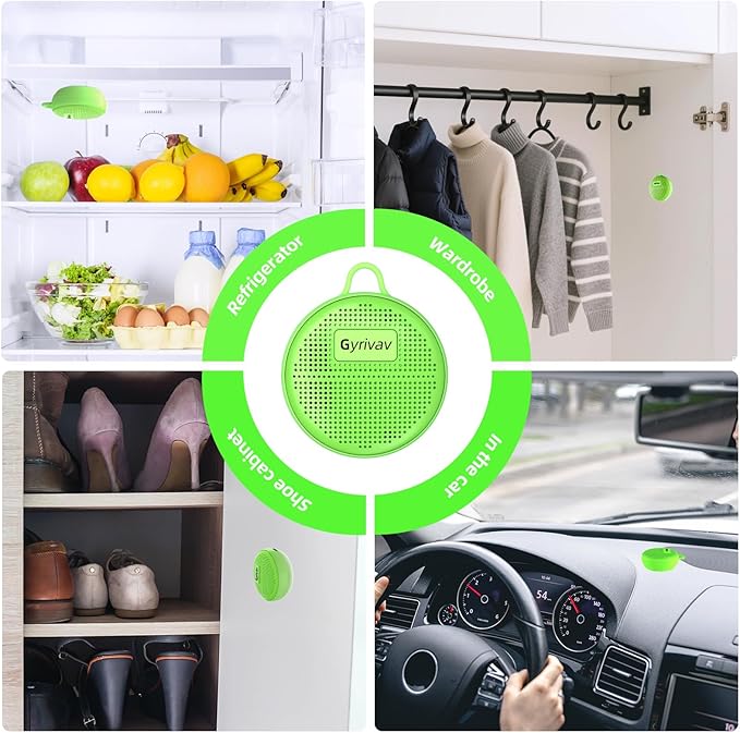 Refrigerator Deodorizer, Rechargeable Deodorizer, Fridge Deodorizer, Air Purifier, Suitable for Refrigerator, Car, Wardrobe, Shoe Cabinet, Better Than Baking Soda and Charcoal（Green）