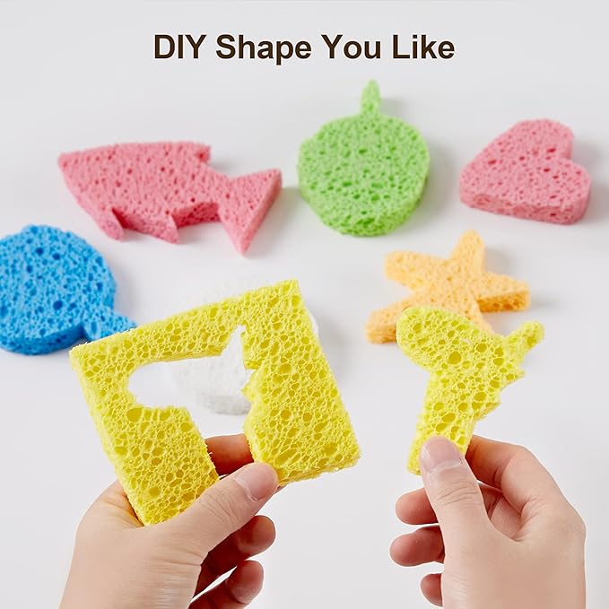 JOYMOOP Dish Sponge Scrubber, Cellulose Sponges Kitchen for Non-Scratch Washing Dishes, Household Cleaning Scrub Natural Sponge, Pack of 24 Colorful Sponges