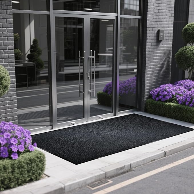 Entrance Mat for Home or Office - 3 x 5 Feet, Carpeted Indoor/Outdoor Entry Mat - Absorbent, Slip Resistant, Low-Profile, Easy to Clean, Rubber Entry Mat - Charcoal