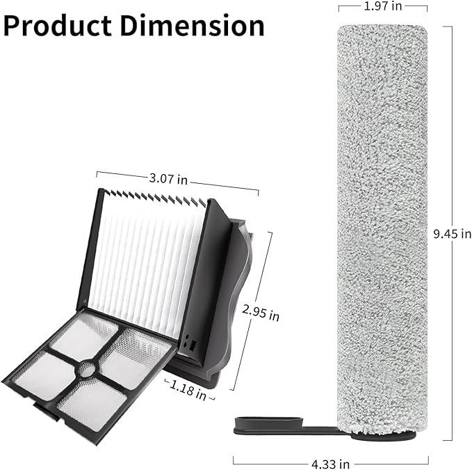 Roller Brush and Filters Replacement Compatible with Tineco Floor ONE S5/Floor One S5 Pro Cordless Vacuum Cleaner,(Not for Other S5 Series Models)3 Brushes Roller,3Filters