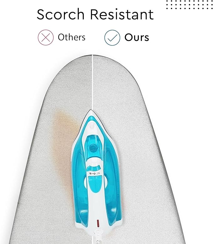Encasa XO Ironing Board Cover and Pad 54"x15" - Thick 2mm Foam Padding, Drawstring Tightening & Lock, Heat Reflective, Scorch & Stain Resistant, Standard Large Ironing Board - Silver Premium
