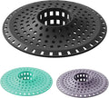Shower Hair Drain Catcher, Silicone Bathtub Drain Hair Catcher Strainer, All-in-one Tub Hair Catcher Drain Protector for 1.48'' to 1.76'' Regular Drains, 3PCS/Black Aqua Purple