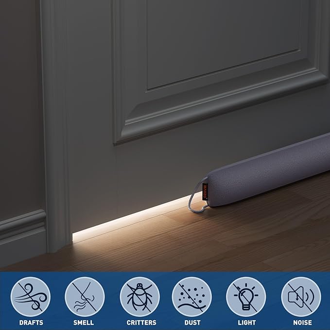 MAGZO Door Draft Stopper, 48 Inch Under Door Draft Blocker Noise Stopper, Weighted Wind Blocker Draft Guard for Bottom of Door, Gray