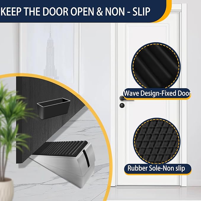 Heavy Duty Door Stopper Adjustable Spring Large Stoppers Wedge, Tall up to 3 Inches Doorstop Stainless steels Made Suits Any Heavy Doors