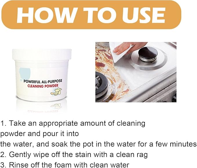 Kitchen Foam Rust Remover, Instant Cleaning Powder, Multi-Purpose Cleaner Remover All-Purpose Powder