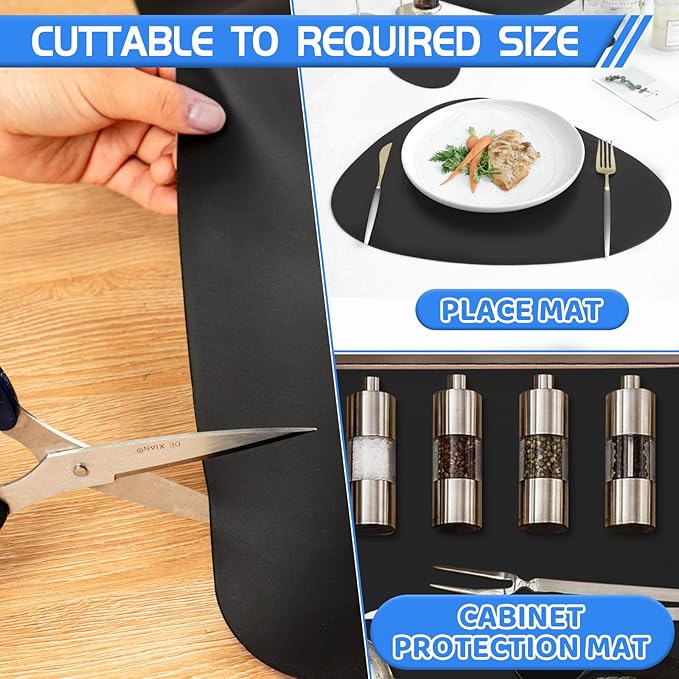 Warome Silicone Mat,36"x 23.6" Heat Resistant Mats for Countertop Protector,Nonstick Silicone Craft Mat/Placemats,Washable Silicone Mats for Kitchen Counter,No Creases Counter Mat-Black