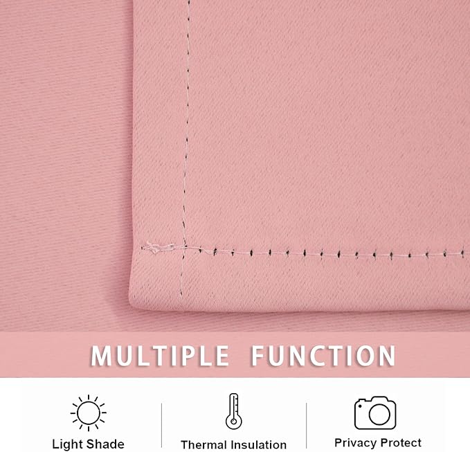Pickluc Rod Pocket Tier Curtain - Half Blackout Curtain for Kitchen, Bathroom, Cabinet, Basement, 42 Inches Wide and 24 Inches Long, Powder Pink, 2 Panels