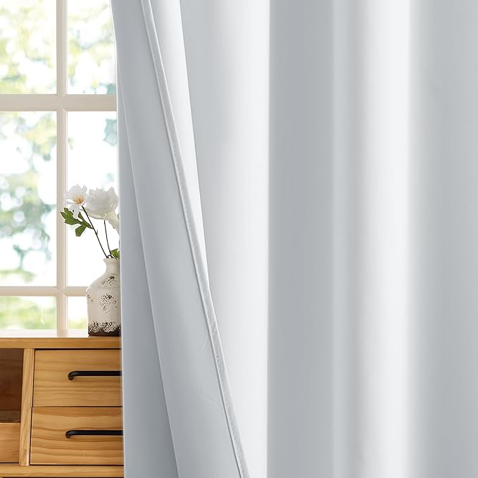 RYB HOME White Short Blackout for Small Window 48 inches Length, Thermal Insulated 100% Blackout Noise Reducing Window Shades for Bedroom Office, 34 inches Wide by 48 inches Long