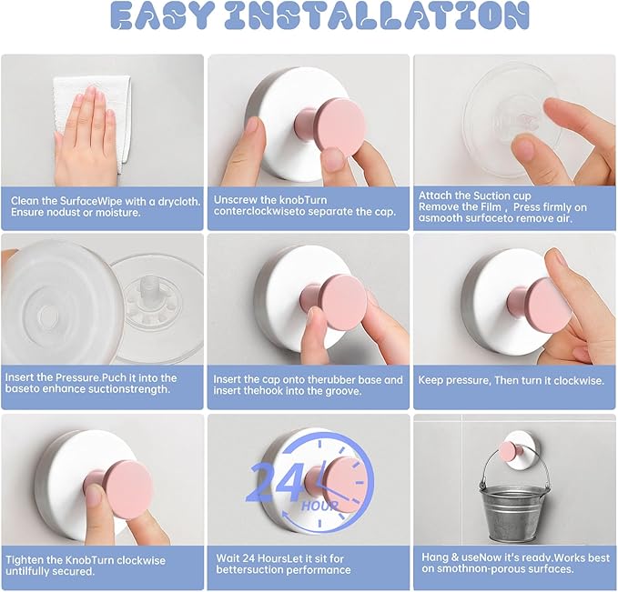 4 Pcs Suction Cup Hooks for Shower，304 Stainless Steel Removable Hooks，Towel Hook，Suction Hook for Bathroom, Bedroom, Glass Window