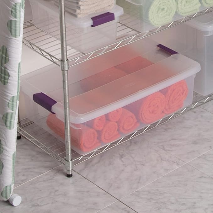 Sterilite 24-Pack ClearView Latch Box, Stackable Storage Organizer Bins for Home, 32 Quart