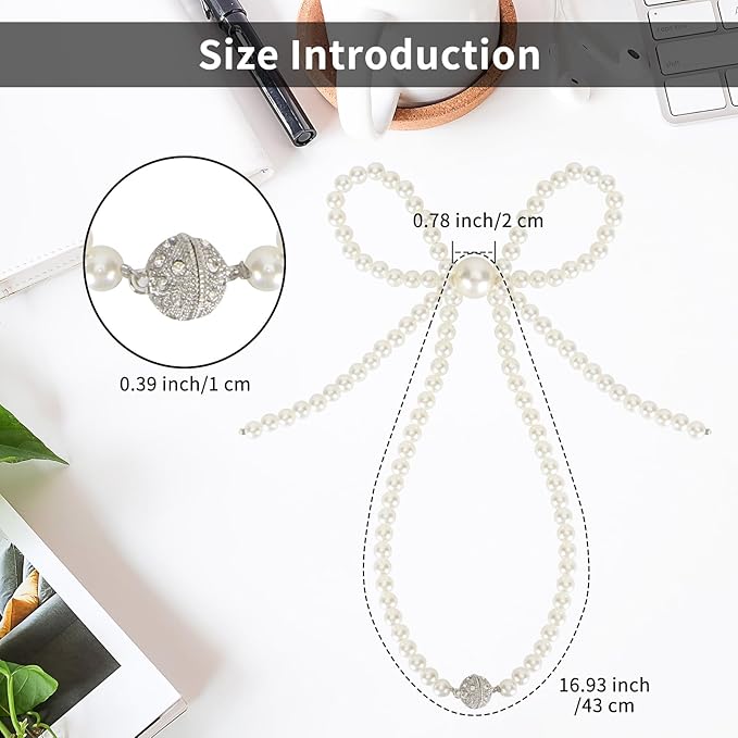 Magnetic Tiebacks for Curtains, 2 Pack Bow Pearl Curtain tiebacks Curtain Buckle Clips with High-Elastic Spring Wire,Curtain Holders for Wall,Drapery tiebacks,Curtain Ties (2pcs Bow)