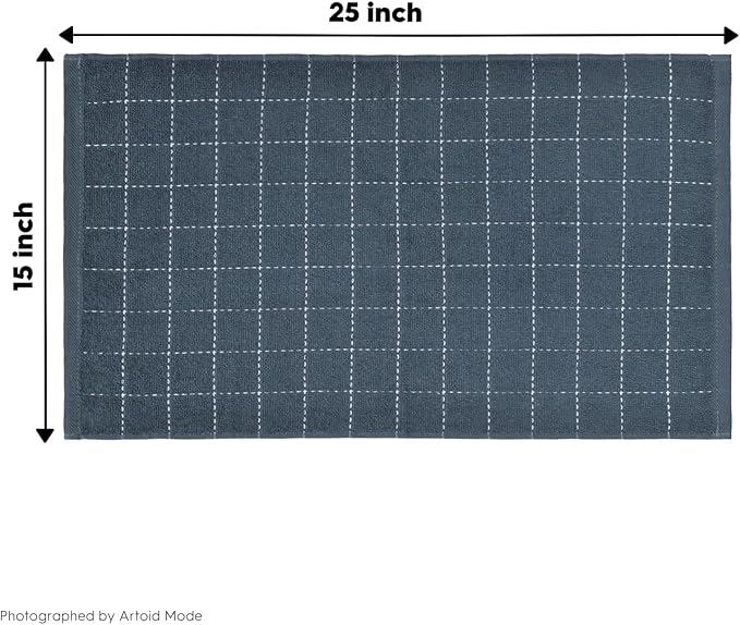 Artoid Mode Checkered Designed Cotton Grey Terry Kitchen Dish Towels, 15x25 Inch Soft Absorbent Quick Drying Family Cleaning Tea Towels Set of 4
