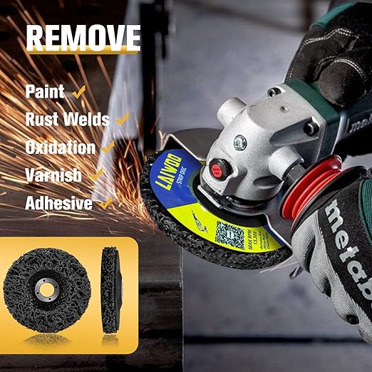 10 Pack Strip Disc Wheel for Angle Grinders Stripping Wheel, Paint Stripping Disc, Poly Abrasive Wheel for Metal Rust Welds, Oxidation, Paint Remover (4'' x 5/8'')