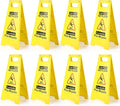 8-Pack Caution Wet Floor Sign,17.5" Height,Bright Yellow Double-Sided Folding A-Shaped Frame Design, Bilingual Caution Message