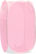 Handy Laundry Collapsible Mesh Pop Up Hamper with Wide Opening and Side Pocket - Breathable, Sturdy, Foldable, and Space-Saving Design for Clothes and Storage (Pink)