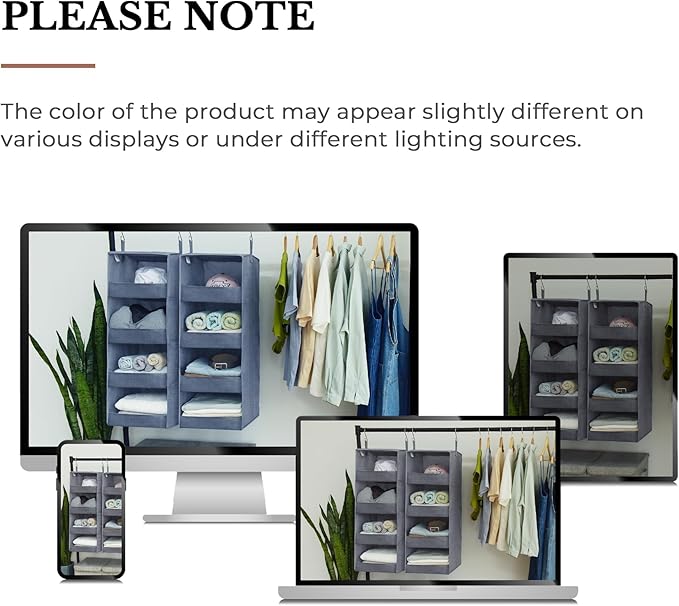GRANNY SAYS 4-Shelf Hanging Organizer, Closet Hanging Shelves, Closet Hanging Storage Organizers, Organization for Bedroom, Living Room, Baby Nursery, Camper Accessories, Gray, 1-Pack