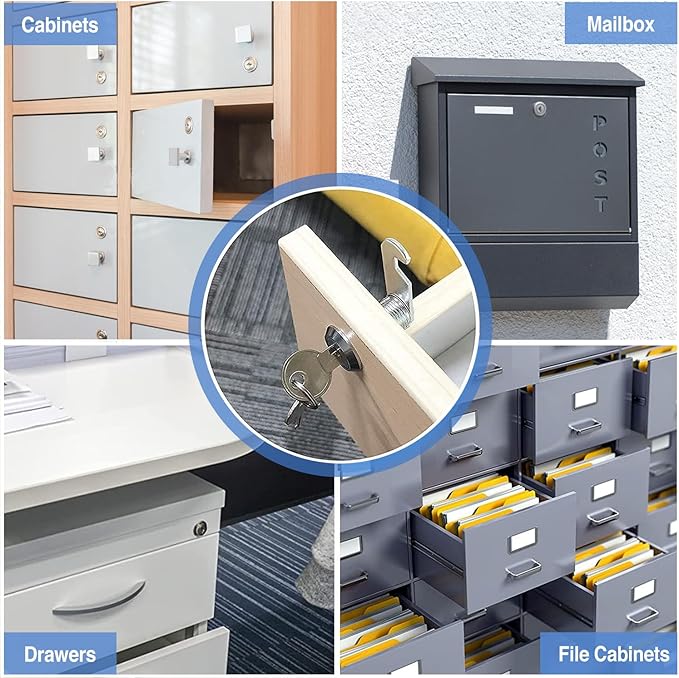 Cabinet Lock with Keys, 1-1/2" Long Cam Locks keyed Alike, Cam Lock Set for Cabinets Thick Drawers RV Storage Locks Tool Box with Keys, Zinc Alloy (2 Packs, 1-1/2 Inch)