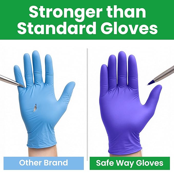 SafeWay Nitrile Disposable Gloves — Multi-Purpose Powder-Free, Non-Latex, Medical Use, and Textured Fingertips for Food Prep, Cleaning, Tattoo, Nursing, Lab, Examination, & More —(140000pcs, X-Large)