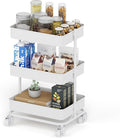 3-Tier Modern Metal Rolling Utility Cart with Silent Casters, 15.35x11.81x23.74 inch Heavy Duty Organizing Cart Trolley Organizer for Office, Living Room, Kitchen，(White)