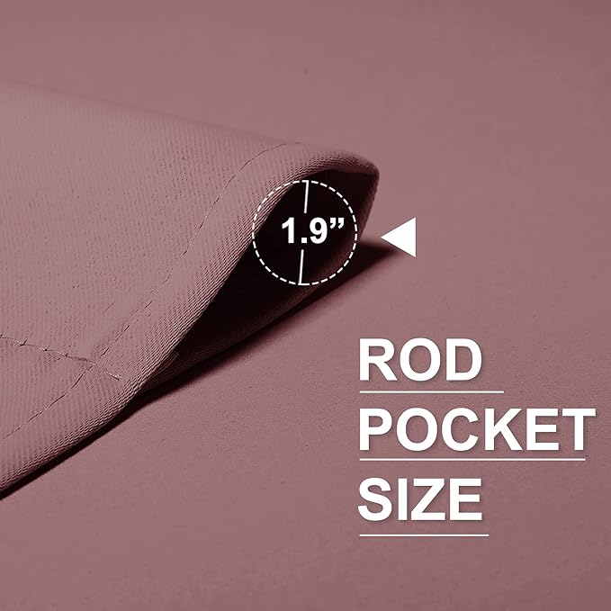 RYB HOME Kitchen Curtains Blackout - Small Window Curtains Thermal Insulated Blackout Privacy Drapes for Kids Nursery Bedroom Basement Cafe Tier, W 52 x L 36, Dusty Rose, 2 Panels