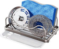 Consumest Sponge Holder for Kitchen Sink - Movable Sink Caddy for Countertop Organizer, 304 Stainless Steel Sponge Holder with Detachable Drip Tray for Kitchen Accessories, Sand Nickel