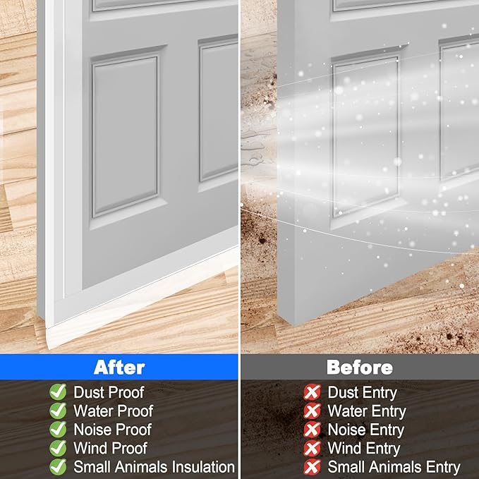 ToLanbbt Weather Stripping Silicone Door Seal Strip 2 in x 10 ft Door Draft Stopper Self Adhesive Door Draft Tape, Side & Bottom Gaps Insulation Strip for Glass Shower Door Sliding Door Window, Clear