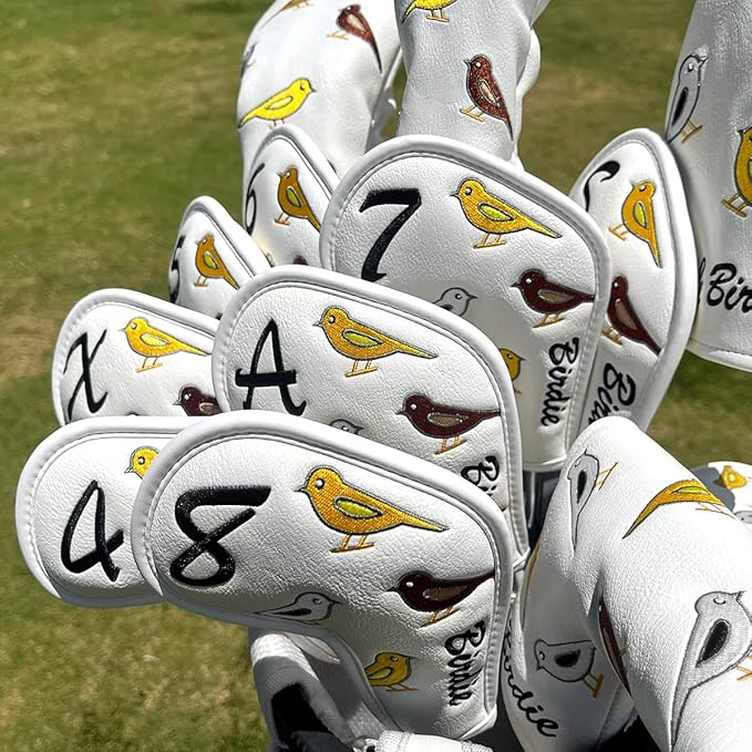 Premium Leather Golf Club Iron Covers - 10pcs/Set Wedge & Iron Headcovers with Velcro Closure