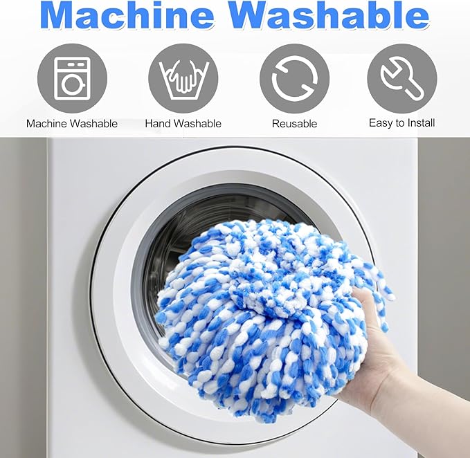 Mop Heads Replacements for Ocedar, 3 Pack Mop Replace Head for Ocedar RinseClean 2-Tank System, Spin Mop Replacement Head with 2 Scrubber Mop Head, Microfiber Mop Refills Deep Cleaning