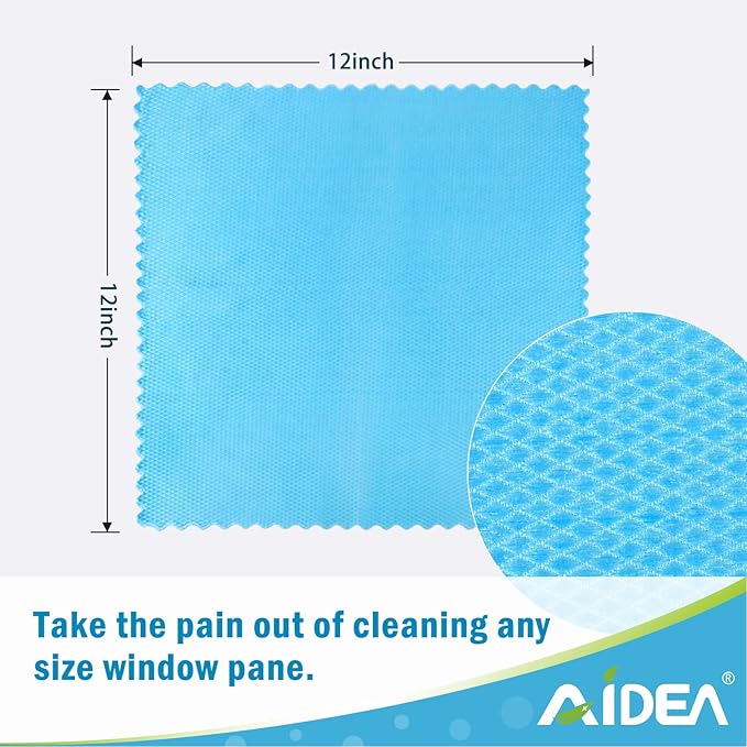 AIDEA Microfiber Glass Cleaning Cloth, 8PK, Premium Microfiber Glass and Window Cleaner, Lint Free Quickly Clean Windows, Glasses, Windshields, Mirrors, Stainless Steel, 12"x12"