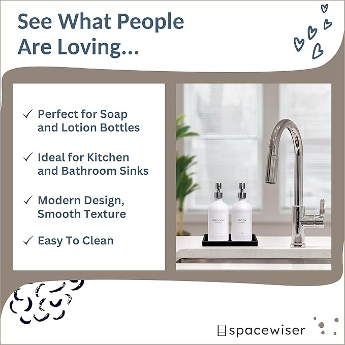 Countertop and Vanity Tray - 2 PC Small 7.7" Silicone Bathroom Trays, Kitchen Soap Tray, Dish Sponge Soap Holder Kitchen Sink Organizer Caddy, Bathroom Counter Trays for Lotion Dispenser