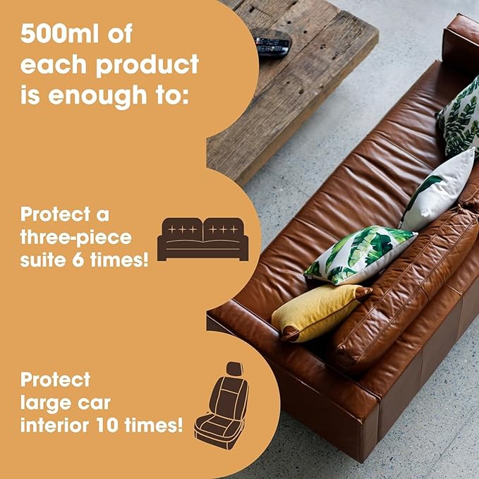 Furniture Clinic Leather Protection Cream | 2-in-1 Leather Conditioner & Waterproofing Protector for Furniture, Shoes, Car Seats & More | Prevent Stains While Nourishing | 8.5oz/ 250ml