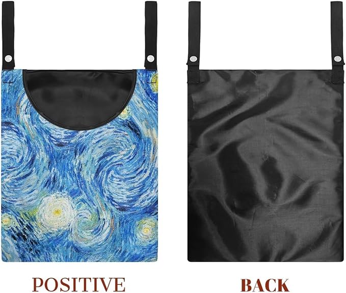 Clothes Pin Bag Clothespin Storage 14.5x12in - Creative Starry Night Print Oversized Windproof Bag with Reinforced Stitching - Heavy Duty Hanging Organizer for Frequent Laundry Use
