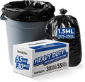 Heavy Duty Contractor Trash Bags 55-60 Gallon, 30 Count, 1.5Mil Extra Thick, Strong Black Garbage Bags, Leakproof Star Seal for Construction, Yard, Demolition Debris