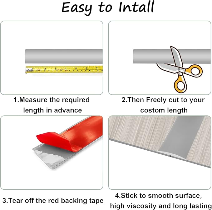 Floor/Door Flat Transition Strip & Self-Adhesive Vinyl Edge Trim - Laminate Gap Covering Joining Strip