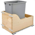 Rev-A-Shelf Pullout Trash Can for Kitchen Cabinet, Single 35 Qt Bin with 12" Wood Frame - Large Garbage Bin Container for Home Waste Storage and Recycling