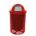 COATEDOUTDOORFURNITURE RDT-P-RED Heavy Duty Round Trash Receptacle with Dome Top, Liner Included, 32 Gallon, Red, Made in America