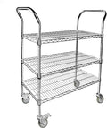 Northsky 3-Shelf Wire Utility Cart on Wheels, Chrome Finish Rolling Metal Shelving with Wheels, 550lb Capacity, 36" x 18" x 44.1", 3 Tier Rolling Cart for Kitchen Bar Storage Use