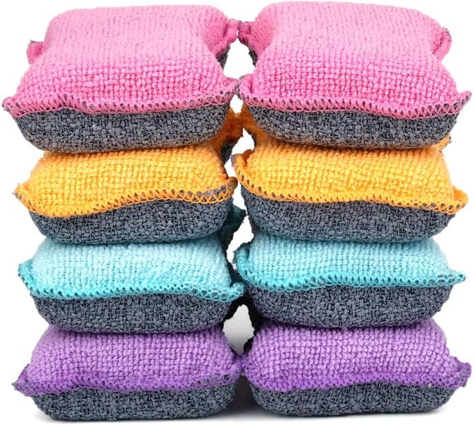 UPSTAR Dish Sponges Kitchen, Microfiber Cleaning Scrubber for Dishwashing, Sink, Basin and Multi-Pupose, Non-Scratch, Size.S Pack of 8