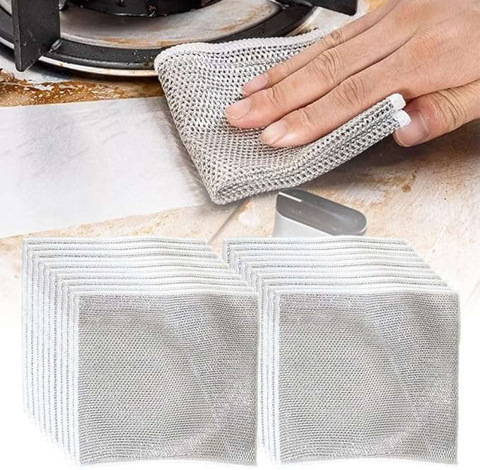 Multipurpose Wire Dishwashing Rags for Wet and Dry, 2024 New Reusable Non Scratch Wire Dishcloth, Premium Scrubbing Wire Dishwashing Rags for Scrubs Dishes, Sinks Cleans (15)