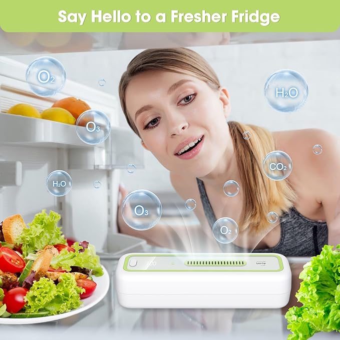 Mini USB Fridge Deodorizer with LED Display - Rechargeable and Reusable Odor Eliminator Absorber for Refrigerator, Car, Closet, Shoe Cabinet, Wardrobe, Pet House - Beats Baking Soda and Charcoal Bags