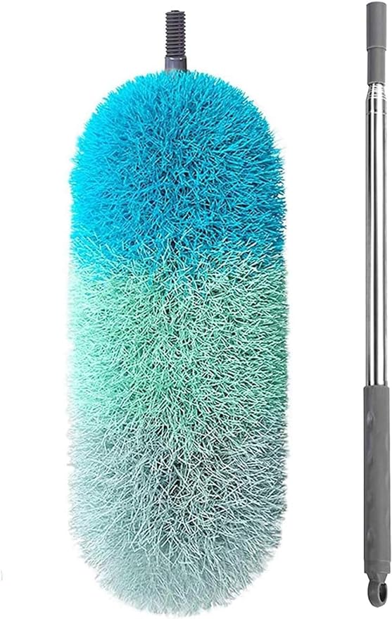 BOOMJOY Microfiber Feather Duster with 100 inches Extension Pole, Dusters for Cleaning High Ceiling, Fan, Blinds, Furniture