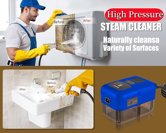 Handheld Steam Cleaner for Home, 2500W High Pressure Steamer for Cleaning, 9-Level Multipurpose Steam Cleaner for Car Floor Upholstery Kitchen Bathroom Grout Tile, 14 Accessories Included (Dark Blue)