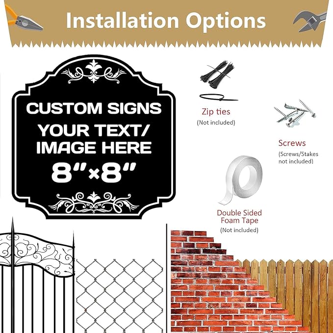Personalized Aluminum Metal Signs - Weatherproof, Custom Text & Picture, Multiple Sizes, Hazard, Garden, Custom Door, Business Signs